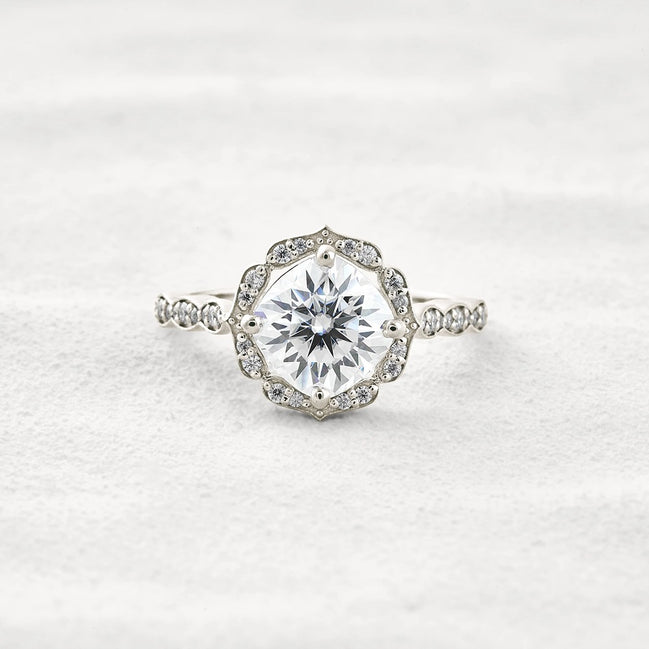 Vintage Moissanite Diamond Cushion Cut Promise Ring