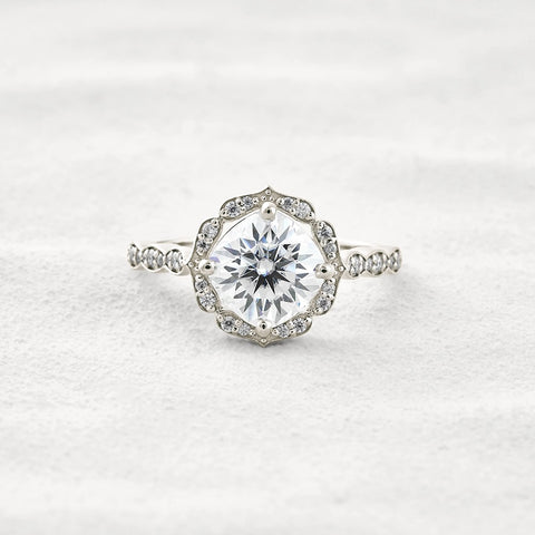 Vintage Moissanite Diamond Cushion Cut Promise Ring