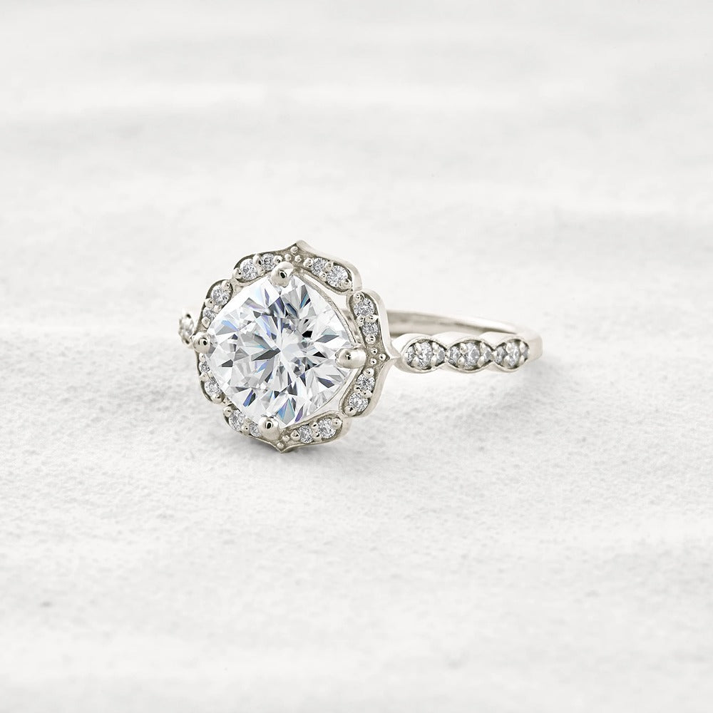 Vintage Moissanite Diamond Cushion Cut Promise Ring
