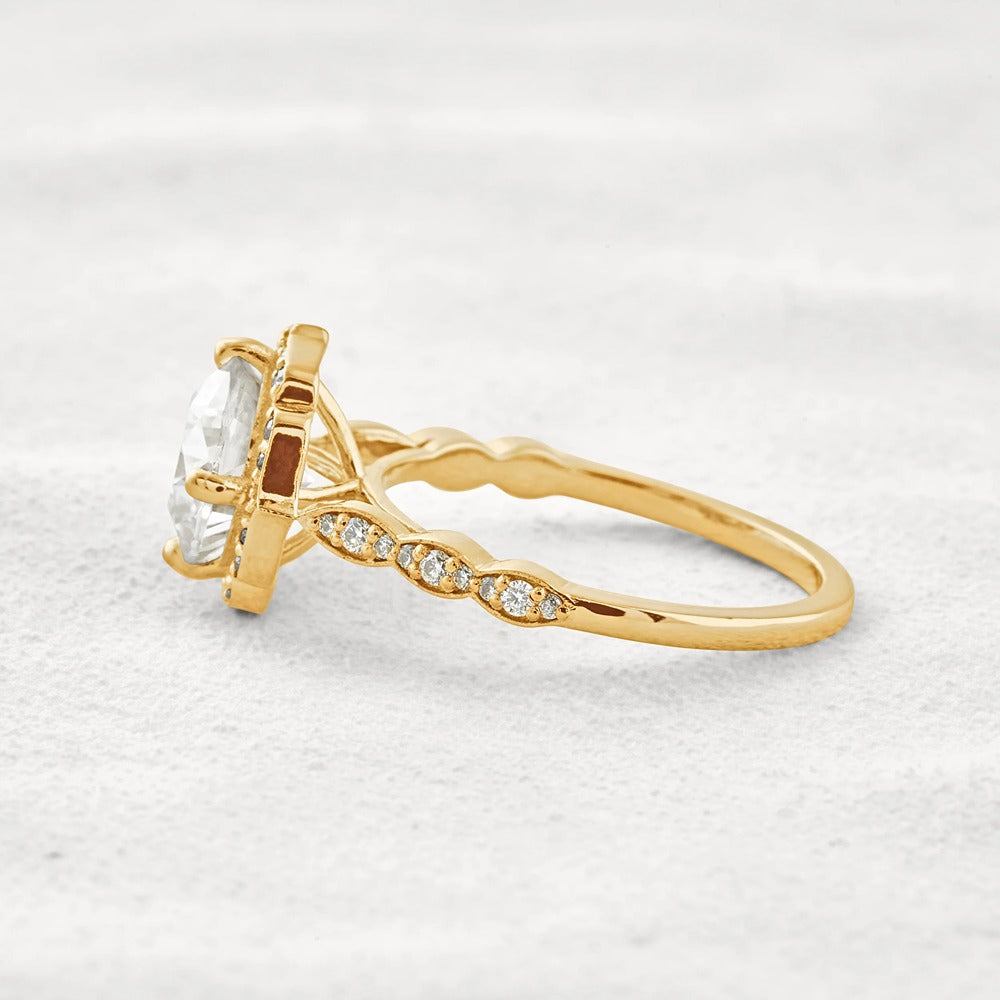 Vintage Moissanite Diamond Cushion Cut Promise Ring