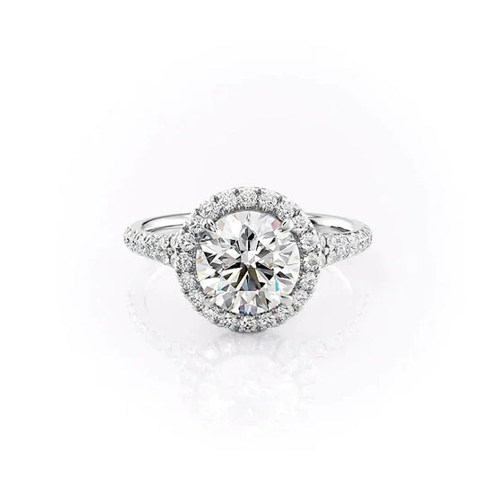 Moissanite Diamond Halo Engagement Ring