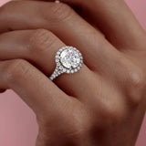 Moissanite Diamond Halo Engagement Ring