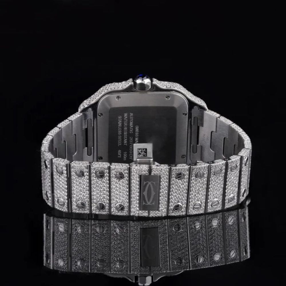 Fully White Color Full Roman Number Moissanite Watch