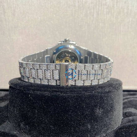 Baguette Dial Full White Moissanite Chrono Dial Iced Out Watch