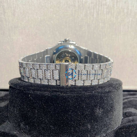 Baguette Dial Full White Moissanite Chrono Dial Iced Out Watch