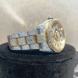 Chrono Dial Dual Tone Moissanite Luxury Watch For Men's