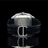 Black Color Roman Numeric Leather Belt Moissanite Watch