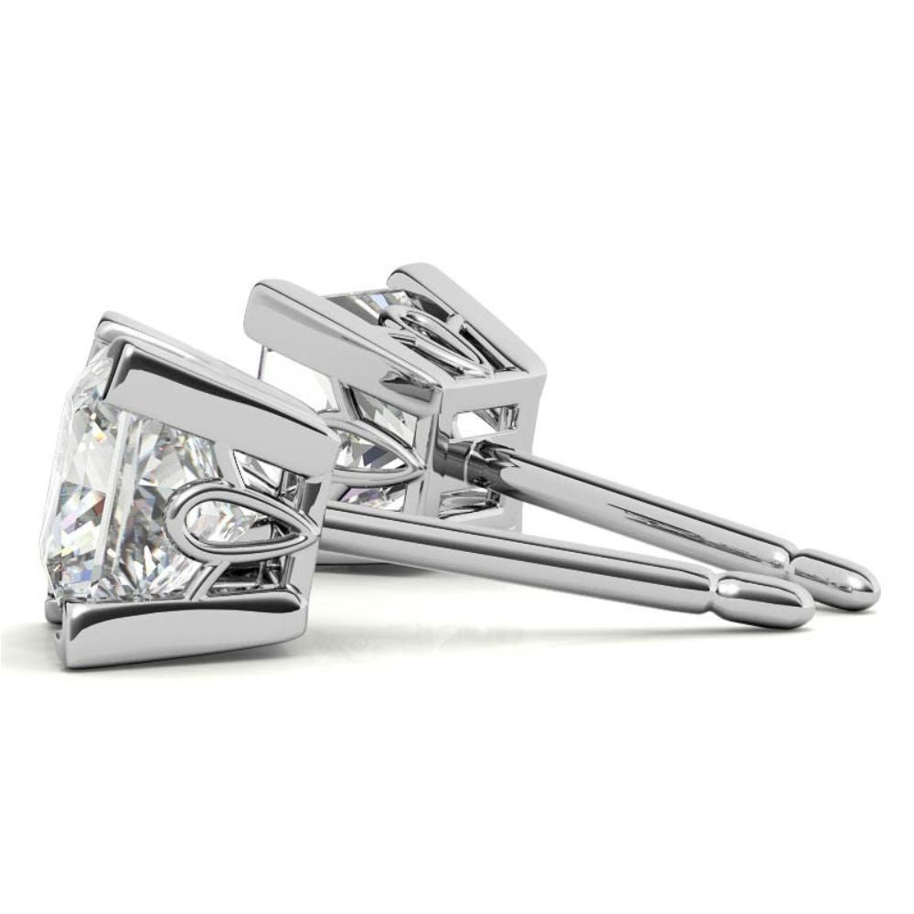 Claw Prong Princess Cut Moissanite Solitaire Stud Earrings