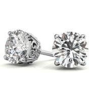 Timeless Four Prong Round Moissanite Stud Earrings