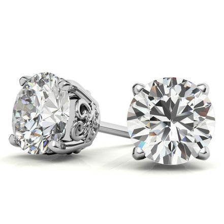 Timeless Four Prong Round Moissanite Stud Earrings