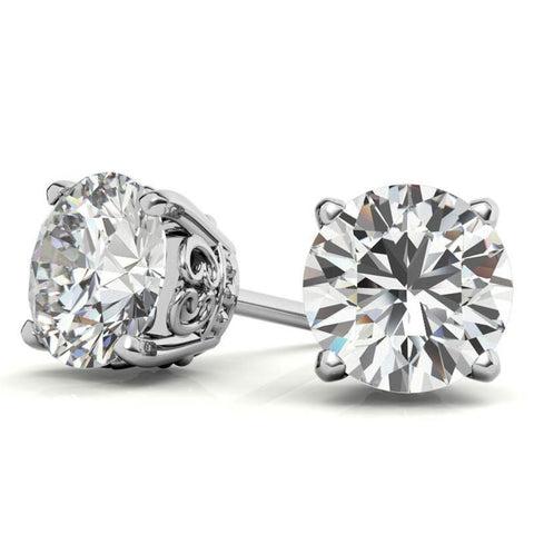 Timeless Four Prong Round Moissanite Stud Earrings