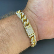 Colorless Moissanite Diamond Men's Cuban Bracelet