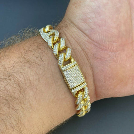 Colorless Moissanite Diamond Men's Cuban Bracelet
