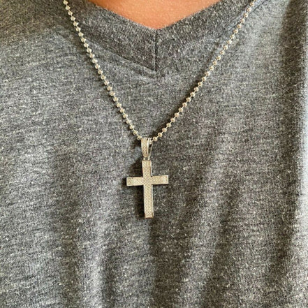 925 Sterling Silver Iced Out Cross Pendant