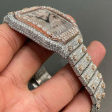 Lab Created Moissanite Arabic Dial Dual Tone Watch