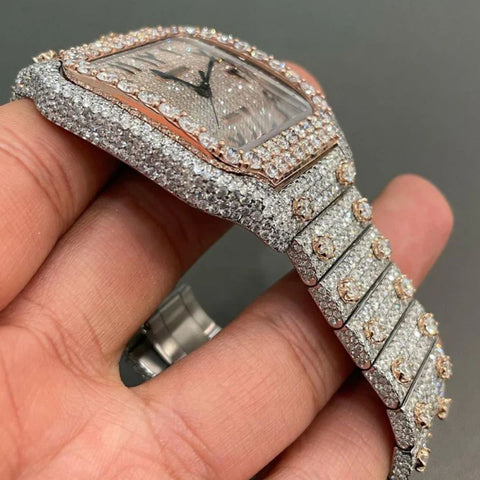 Lab Created Moissanite Arabic Dial Dual Tone Watch