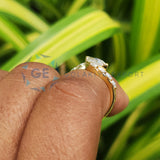 Marquise Cut Side Stone Lab Grown Unique Rings