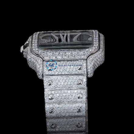 Fashionable Iced Out Full Moissanite Skeleton Wrist Watch