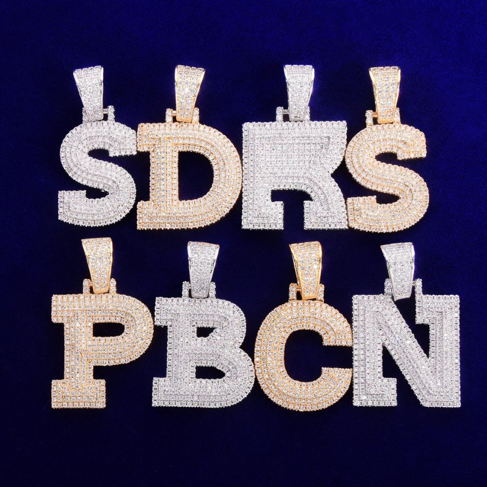 Bubble Letter Moissanite Diamond Iced Out Pendant