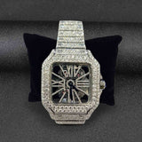 Moissanite Round Cut Skeleton Automatic Wrist Hip Hop Watch