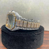 Dual Tone Iced Out Roman Dial Moissanite Diamond Watch