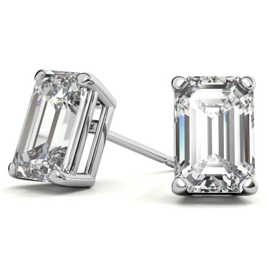 Elegant Emerald Cut Moissanite Stud Earrings