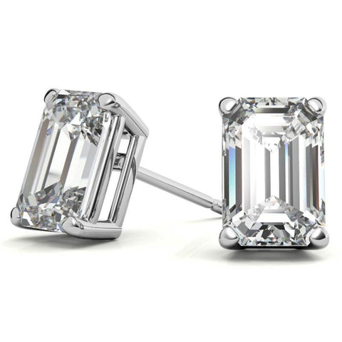 Elegant Emerald Cut Moissanite Stud Earrings
