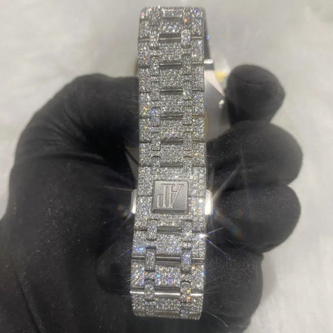 Fully White Black Stick Moissanite Diamond Watch