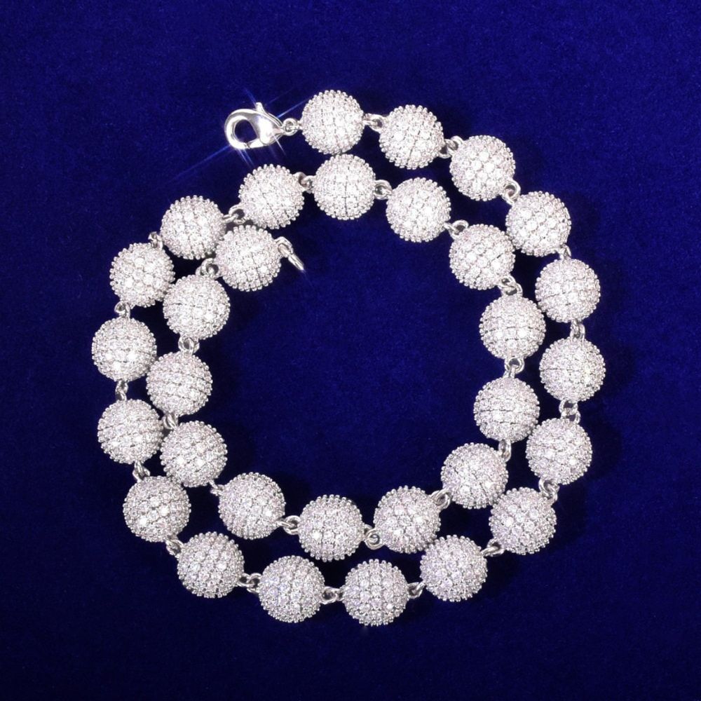 Moissanite Diamond Ball Link Chain For Men's