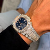Blue Dial Dual Tone Moissanite Diamond Watch