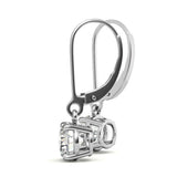 Round Cut Moissanite Lever Back Drop Earrings in White Gold