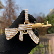Iced Out Moissanite AK 47 Hip Hop Silver Pendant