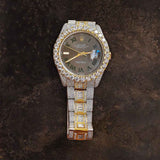 Moissanite Iced Out Dual Tone Time Piece For Men's
