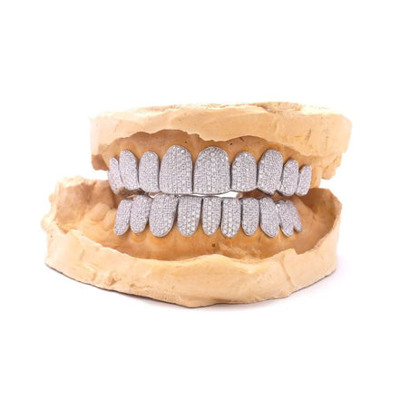 Colorless Moissanite 10 On 10 Fully Iced Out Grillz For Men's
