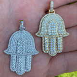 Hip Hop Moissanite Hamsa Hand 925 Silver Pendant