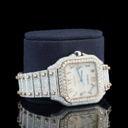 Arabic Numeric Dial Dual Tone Moissanite Iced Out Watch