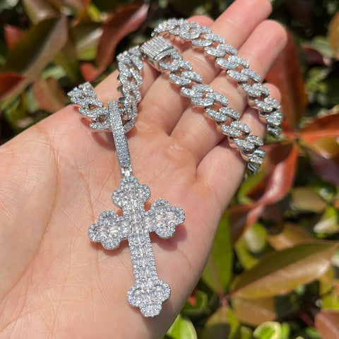 Iced Out Moissanite Diamond Criss Cross Pendant