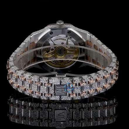Iced Out Moissanite Diamond Dual Tone Luxury Watch