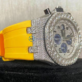 Bolo Dial Yellow Rubber Strap Moissanite Diamond Watch
