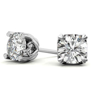 Heart Shaped Prong Moissanite Round Solitaire Stud Earrings