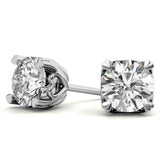 Heart Shaped Moissanite Round Solitaire Stud Earrings