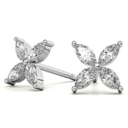 Elegant Marquise Diamond Flower Earrings For Women