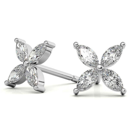Elegant Marquise Diamond Flower Earrings For Women