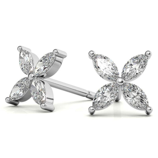 Elegant Marquise Diamond Flower Earrings For Women