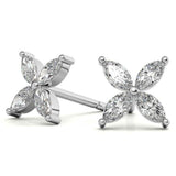 Elegant Marquise Diamond Flower Earrings For Women