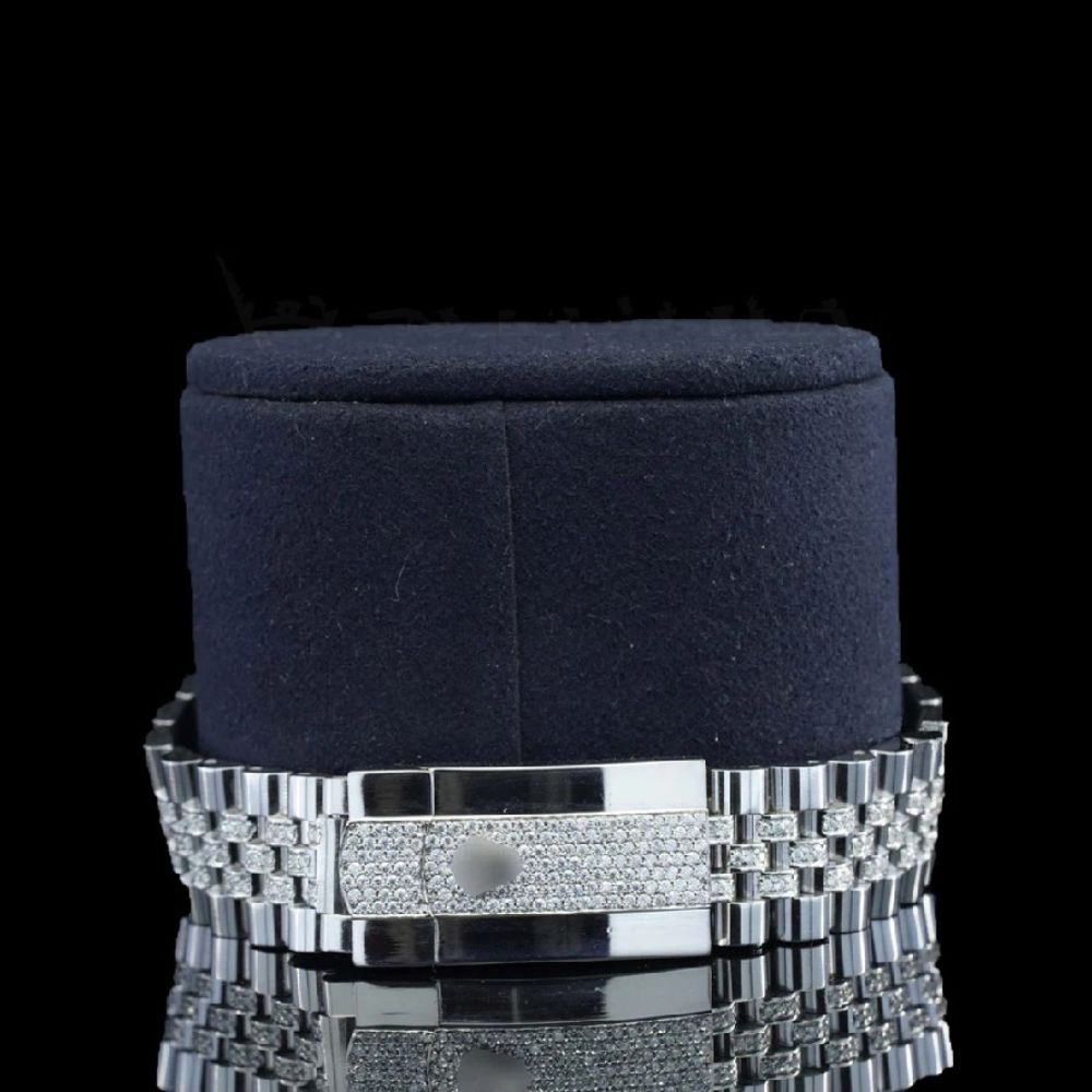 Blue Color Stainless Steel Moissanite Watch Gift For Men's