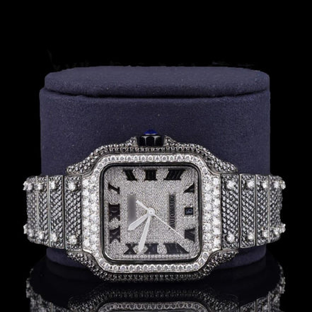 Moissanite Diamond Roman Dial Wrist Men's Watch