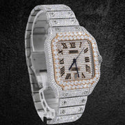 Automatic Dual Tone Hip Hop Moissanite Watch