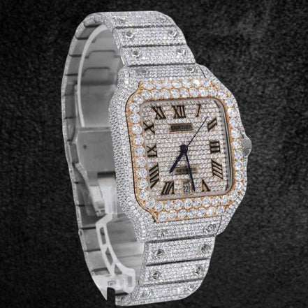 Automatic Dual Tone Hip Hop Moissanite Watch
