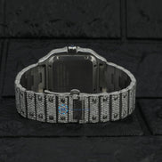 Full White Arabic Dial Moissanite Hip Hop Watch